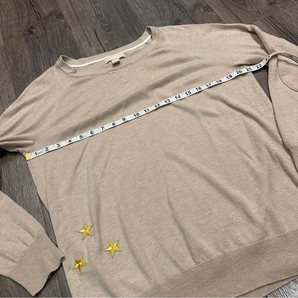Banana Republic Sweater Womens Wool Crew Neck Gold Stars Nautical Minimalist XL - Picture 10 of 11